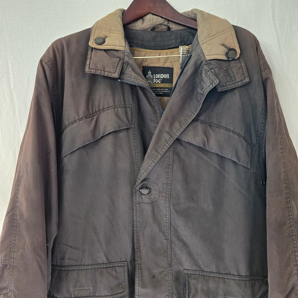 Vtg London Fog Mens M Brown Zip Long winter‎ Coat 2 n 1 Lined jacket Thermal 3M